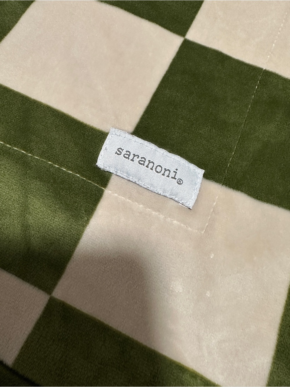 Saranoni Green and Cream Checkerboard Receiving Blanket